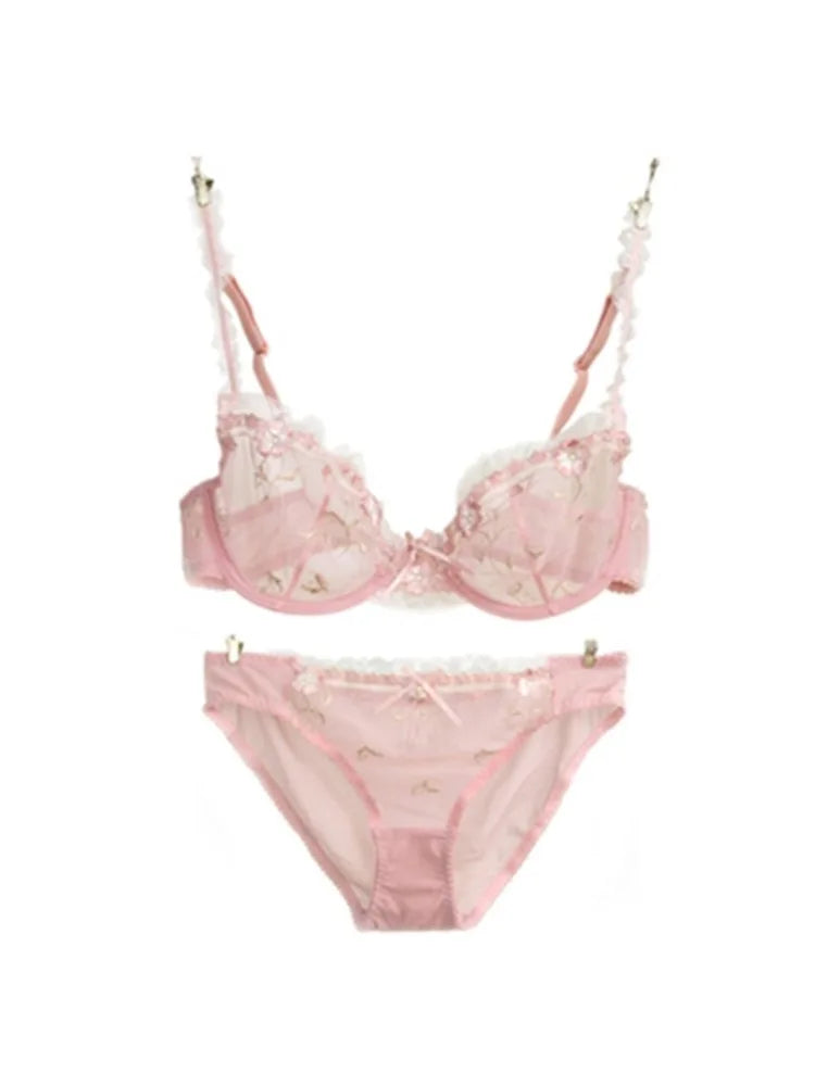 Luxus Europäische und Amerikanische Unterwäsche Frauen Dünne Große Größe Sexy Bh Große Brust Kleine Spitze Transparent Bh Set Perspektive Winter