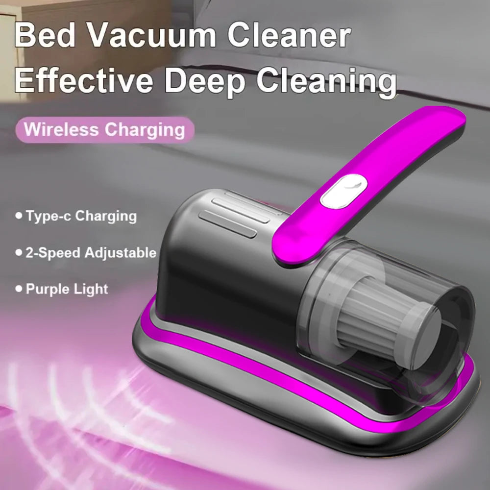Kabelloser Handstaubsauger für Matratzen mit UV-C-Licht, HEPA-Filter und Ultraschallvibration, 12 kPa, für Bett, Sofa, Autositz, Teppich