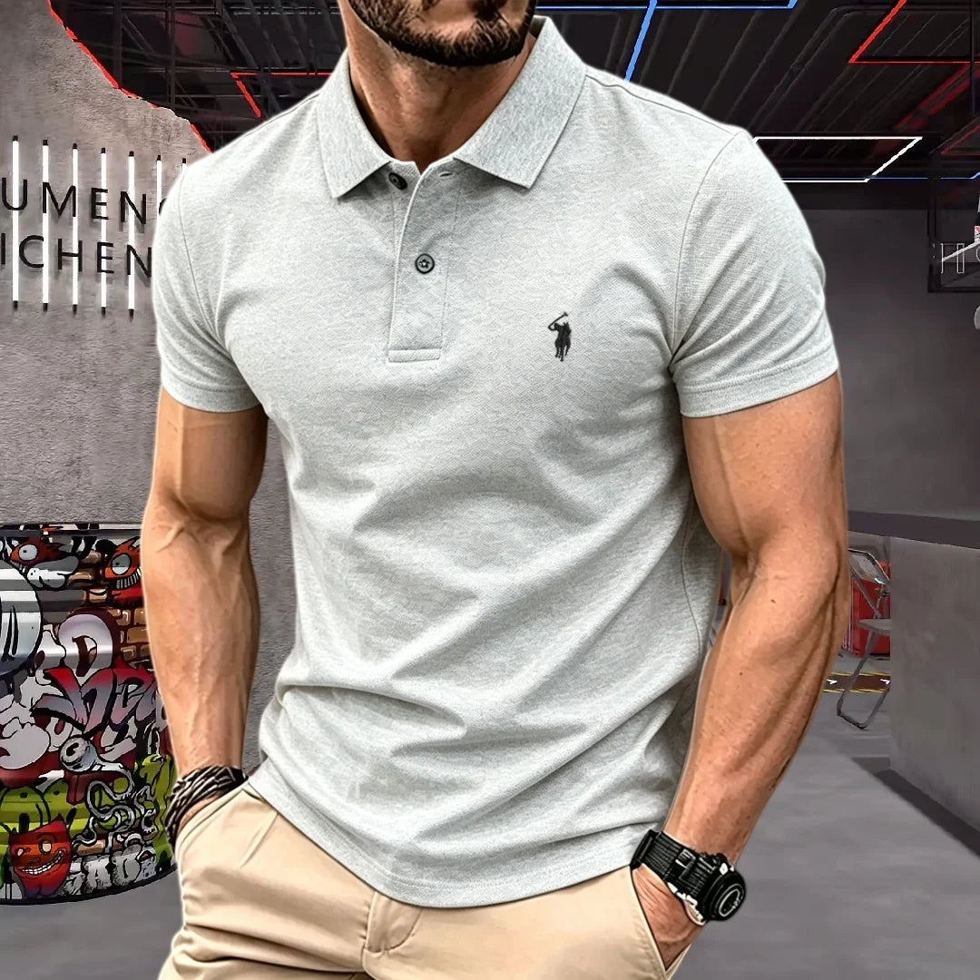 100% reine Baumwolle, hochwertiges Marken-Herren-Poloshirt mit kurzen Ärmeln, Sommer 2026, luxuriöses Mode-Golf-Oberteil mit Pony-Stickerei, lässiges T-Shirt