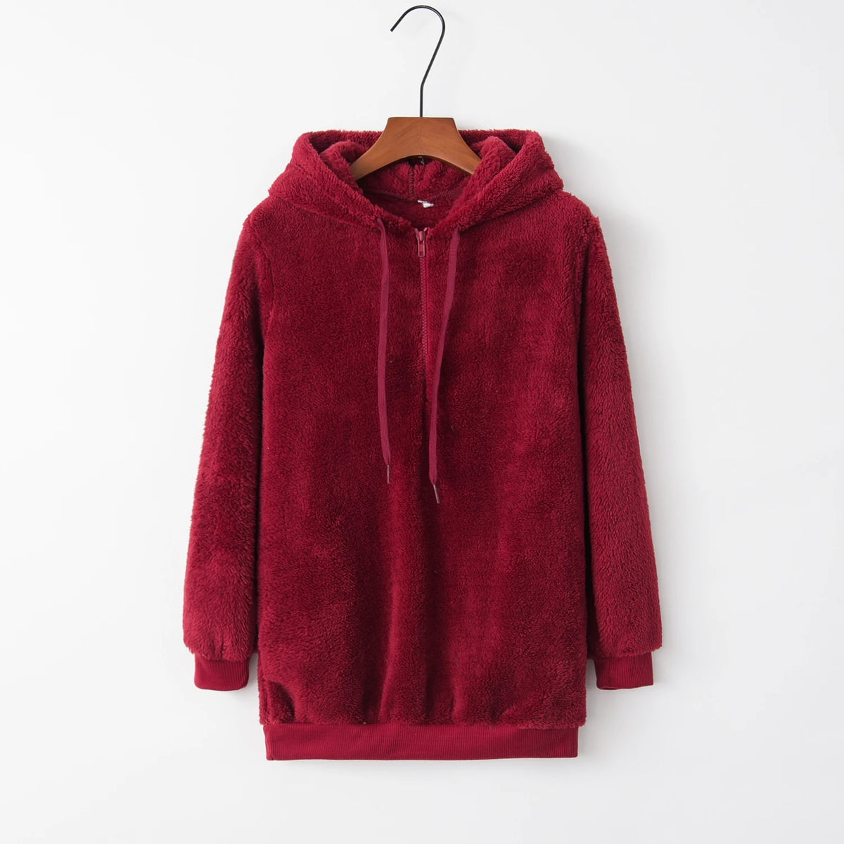 Modischer Trend, langärmelig, mit Kapuze, einfarbig, Damen-Pullover-Mantel