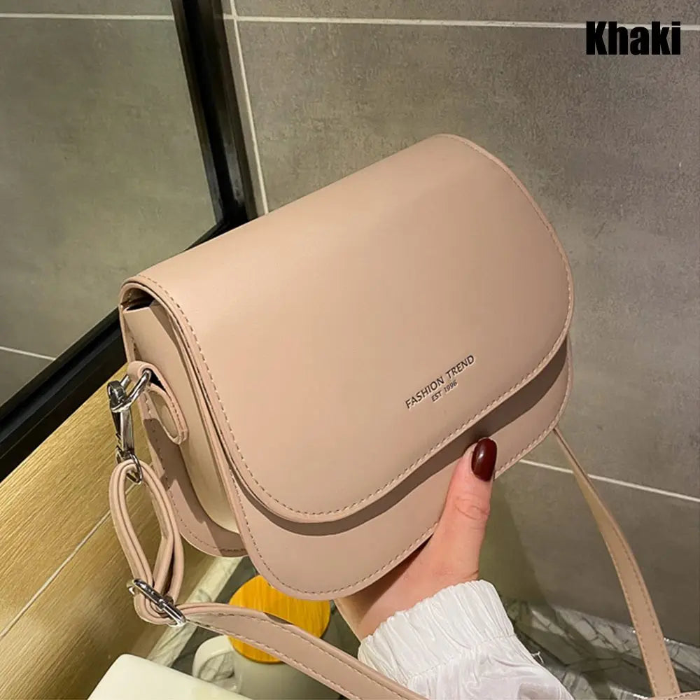 Trendy Sattel Schulter Tasche Frauen PU Leder Umhängetasche Einfache Feste Farbe Klappe Umhängetasche Mode Handtaschen Beutel