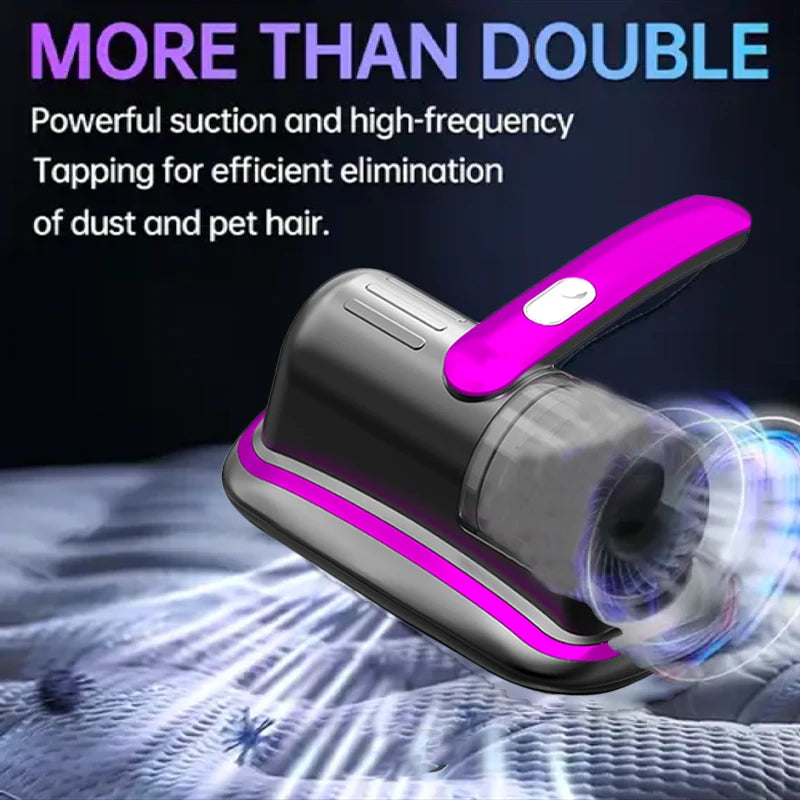 Kabelloser Handstaubsauger für Matratzen mit UV-C-Licht, HEPA-Filter und Ultraschallvibration, 12 kPa, für Bett, Sofa, Autositz, Teppich