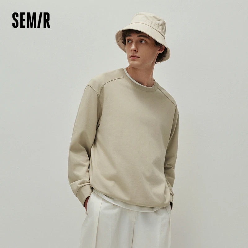 Semir Herren Sweatshirt Einfarbig Basic Rundhals Leicht Lockerer Strickpullover Alltäglicher Freizeitstil Herbst-Oberteil Tägliche Kleidung 2026