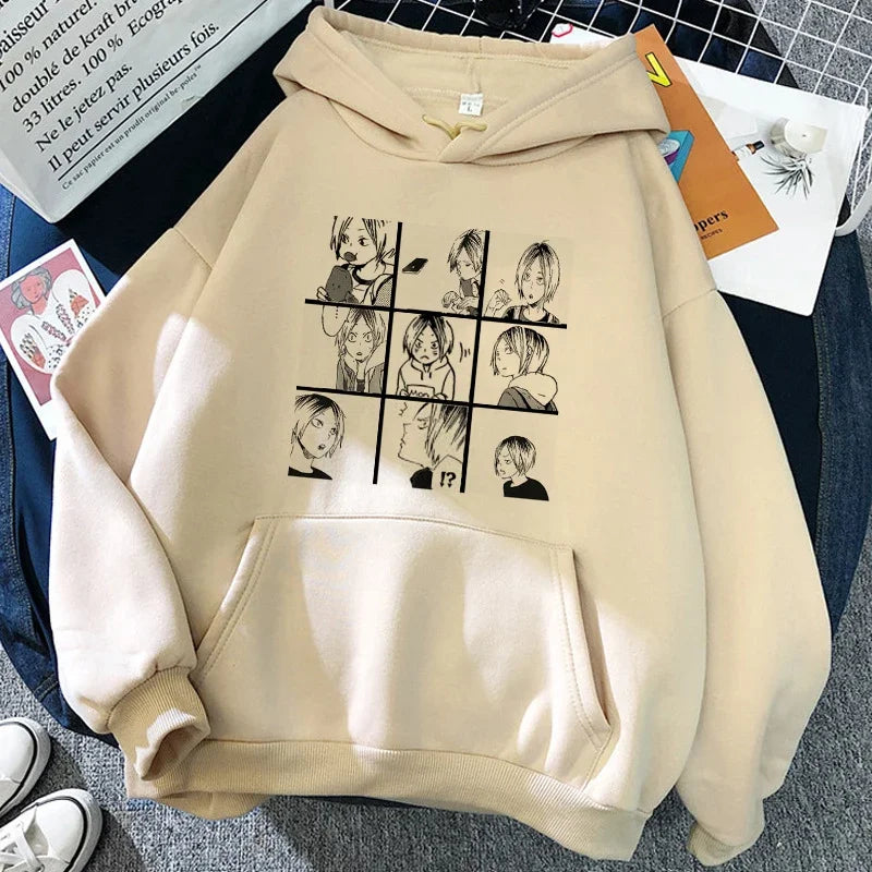 90er Jahre japanische Anime Haikyuu Hoodies Frauen lustige Karasuno Fly High Grafik Streetwear Winter warme Mode männliche Sweatshirts Unisex