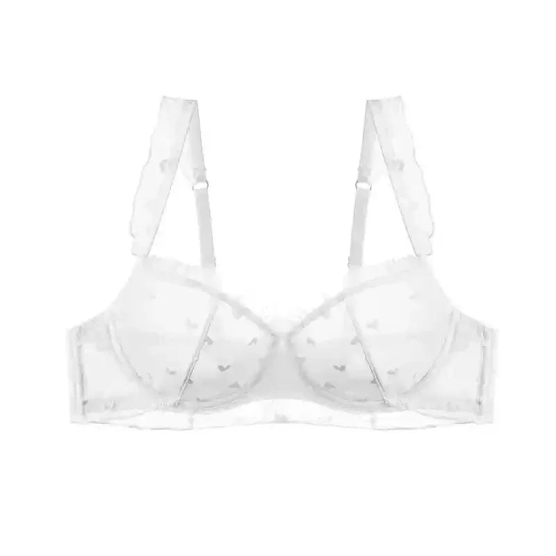 YUQI Französisches Dienstmädchen-Dessous-Set, sexy Spitzenunterwäsche, herzförmiger Push-up-BH mit Stahlringen, Anti-Durchhang-Büstenunterstützung für Damen