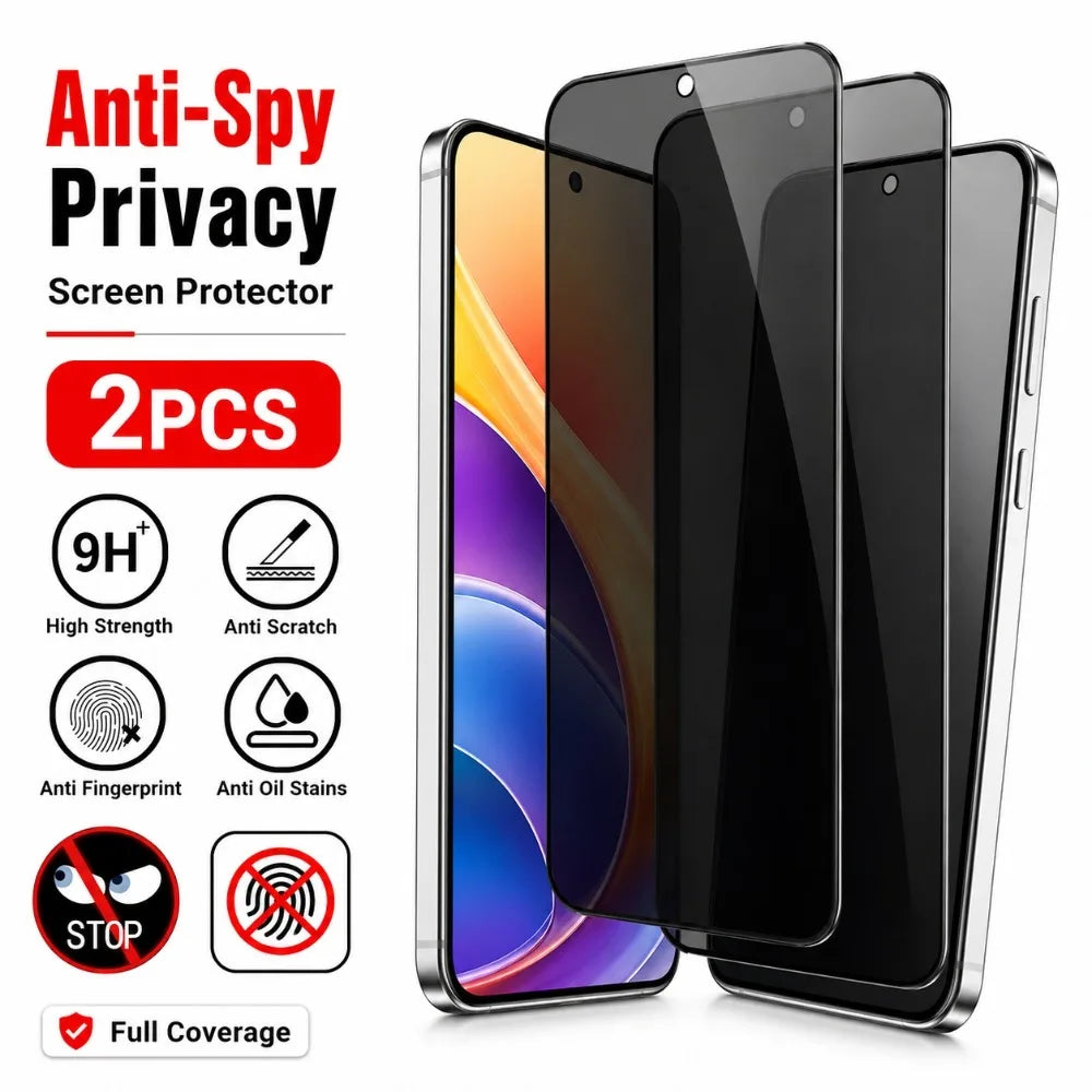 2 Stück Sichtschutz-Vollbildschutzfolie für Samsung Galaxy A07/A15/A16/A17/A25/A26/A35, gehärtetes Glas für Samsung A36/A37/A55/A56/A57