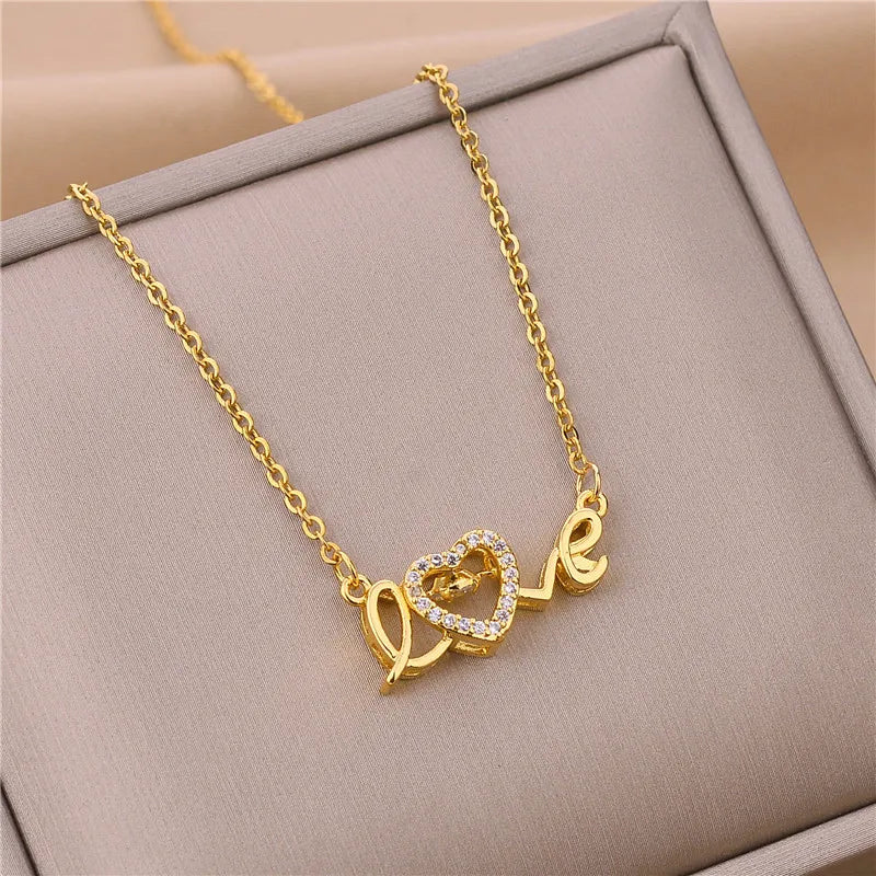 Neue Trendy Zirkon Kristall Anhänger Edelstahl Halskette Für Frauen Koreanische Mode Weibliche Sexy Schlüsselbein Kette Schmuck Großhandel
