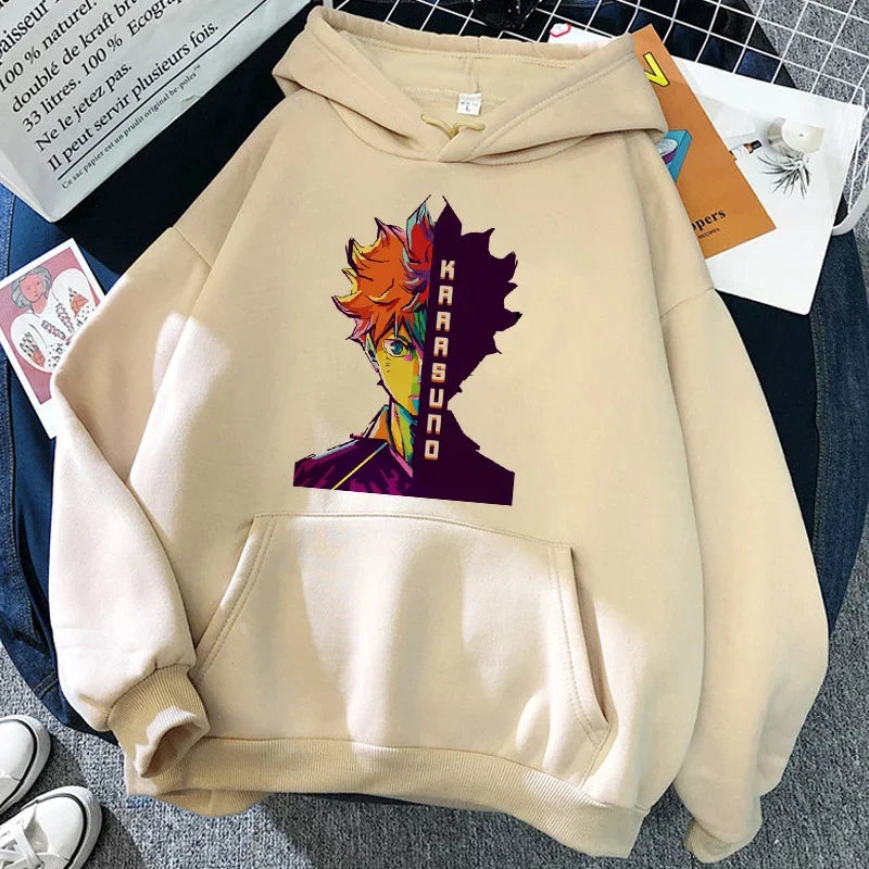 90er Jahre japanische Anime Haikyuu Hoodies Frauen lustige Karasuno Fly High Grafik Streetwear Winter warme Mode männliche Sweatshirts Unisex