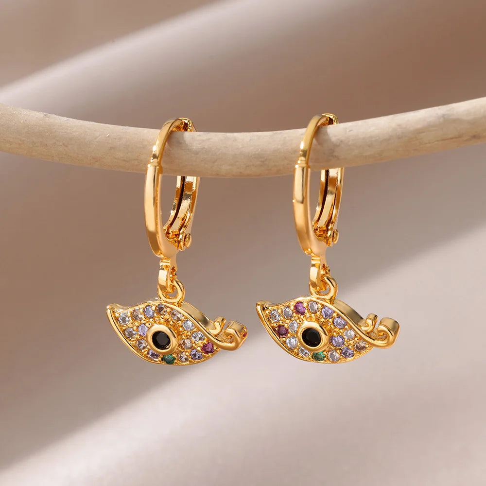 Luxus Zirkon Evil Eye Hoop Ohrringe Für Frauen Edelstahl Türkische Teufel Auge Eardrop Ohrring Ästhetischen Schmuck Geschenk aretes