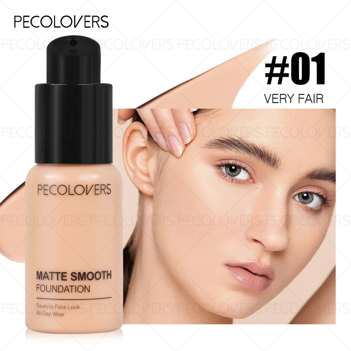 1PC Flawless Liquid Foundation – Vollständige Abdeckung, matt, wasserfest, verbirgt Hautunreinheiten, verschiedene Farbtöne
