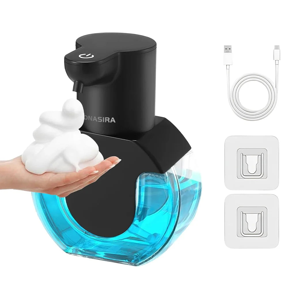 420ML P10 Seifenspender mit großer Kapazität, Lichtanzeige, für den Schreibtisch oder Wandmontage, wasserdicht, USB-wiederaufladbar, automatischer Smart-Sensor-Seifenspender.