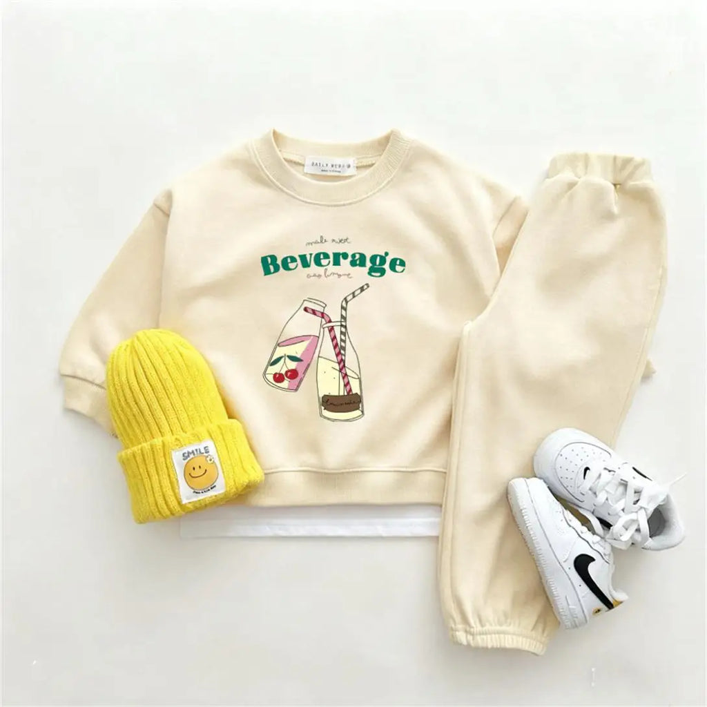 Cartoon-Print Sweatshirts+Hosen 2-teiliges Set Bedruckter Hoodie Weite Hosen Outfits für Jungen Mädchen Kleinkinder Neues Design Hoodie Weite Hosen