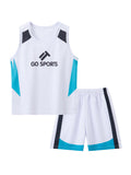 2-teiliges Sommer-Set für Kinder mit Buchstabenmuster, Weste und Shorts, lässiges Sport-Oberteil mit Rundhalsausschnitt für Jungen, farblich abgestimmte bequeme Hose