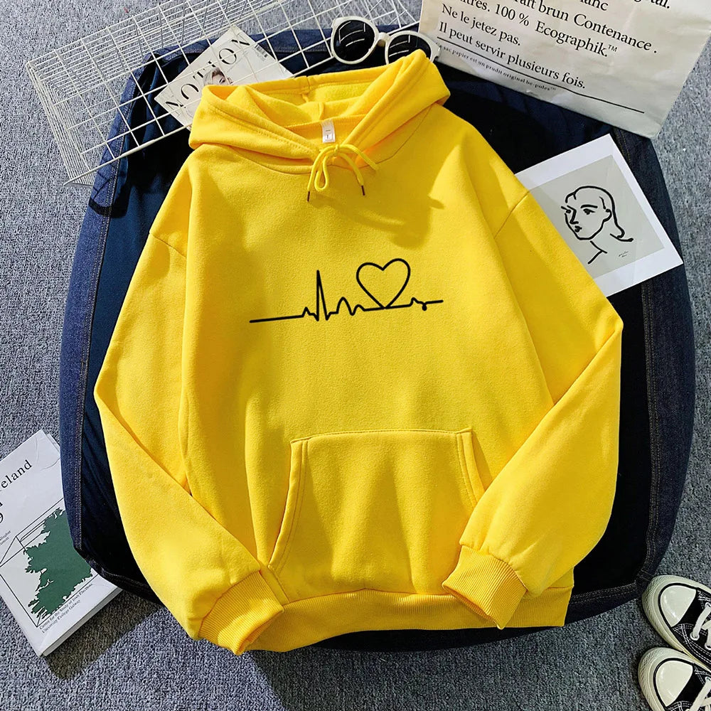 Frauen Casual Drucken Lose Hoodies Frühling Langarm Mit Kapuze Sweatshirt Harajuku Einfache Tops Faul Stil Pullover 2023 Streetwear