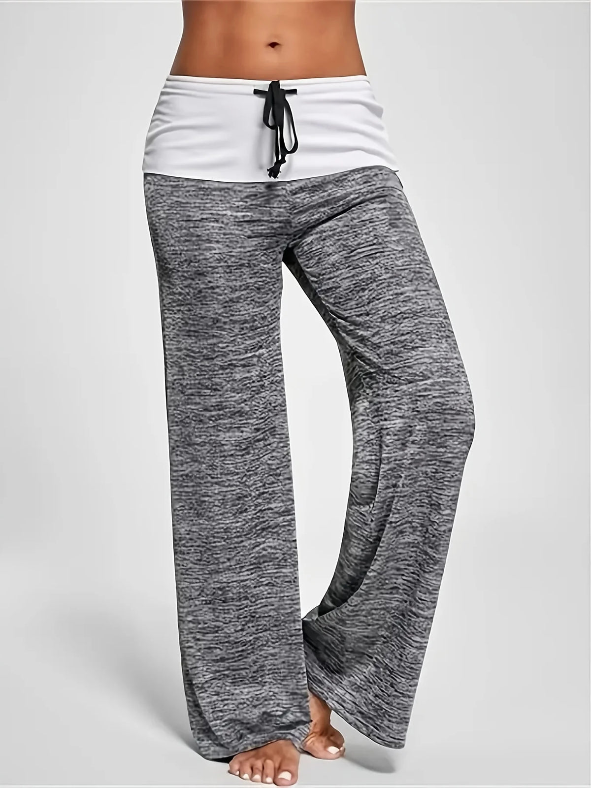 Plus Größe 1XL-5XL Damen Casual Lose Kordelzug Spleißen Hosen Mode Breites Bein Stretch Yoga Hosen