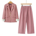 Koreanische Mode 2-Teiliges Set Blazer mit Umlegekragen Langarm Slim Fit Hosen Damenanzüge Büro-Damenkleidung Hosensets für Frauen