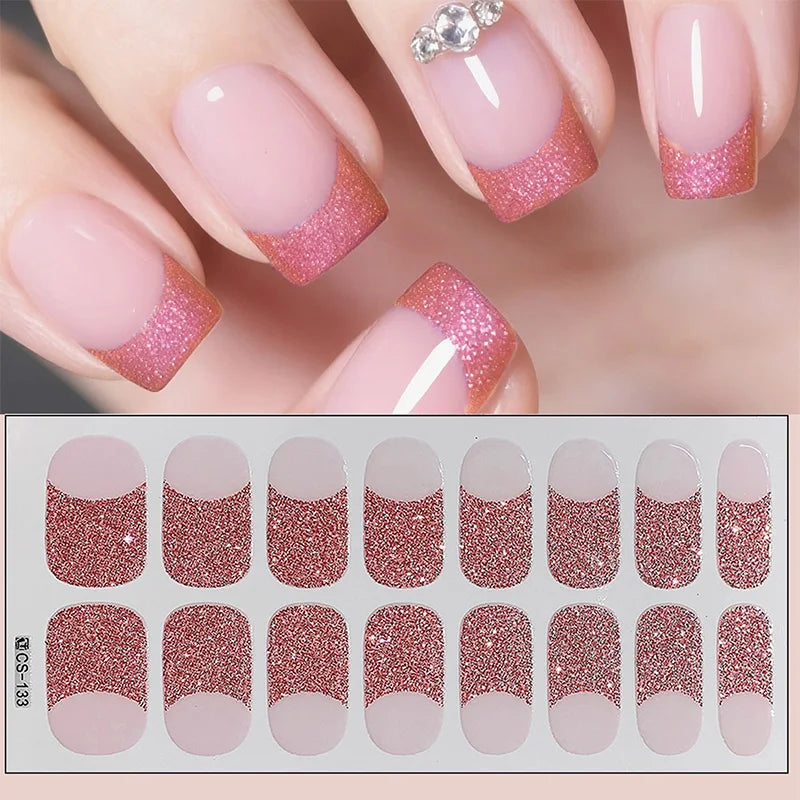 16 Tipps weinrote Nagelaufkleber, langlebig, einfarbig, volle Nagelfolien, selbstklebender Slider, Nagelkunst, DIY-Aufkleber, Maniküre-Dekor