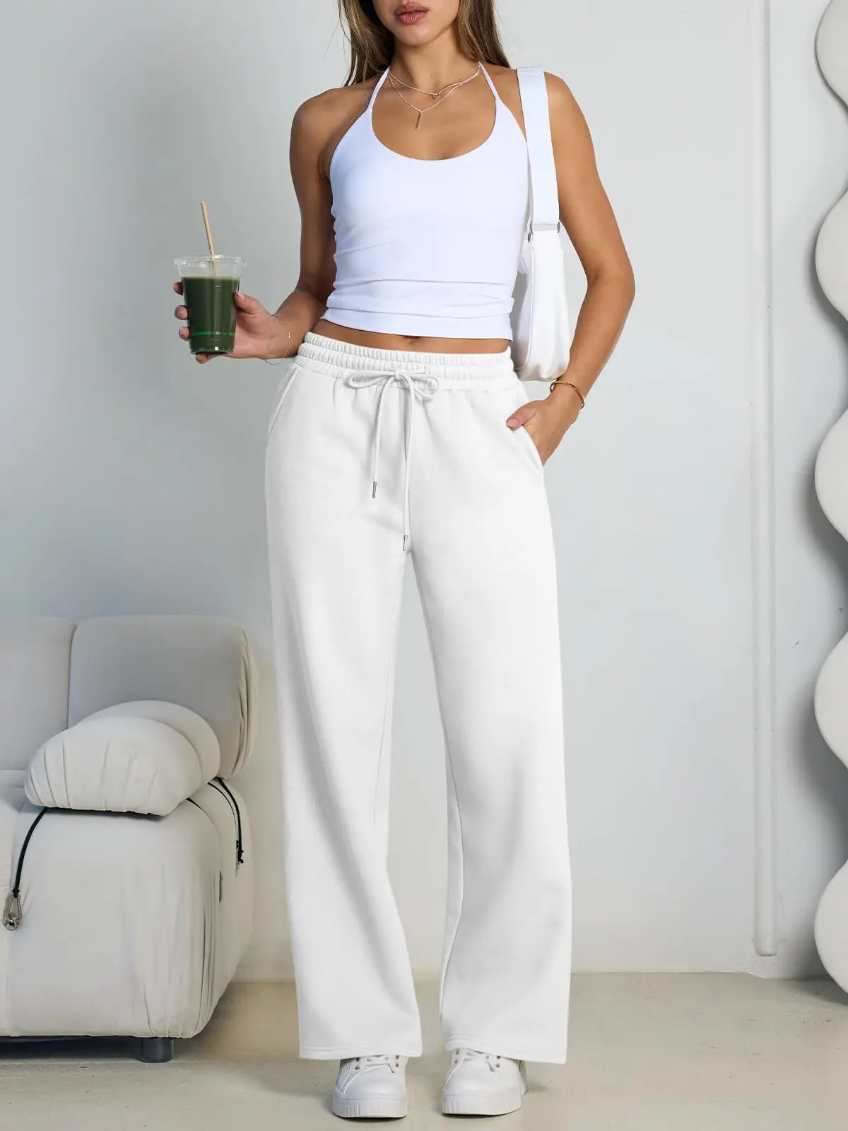 2026 Damen Weite Jogginghose, Europäische und Amerikanische Unisex-Sweatpants, Gerade geschnittene Freizeithose mit Kordelzug im Bund