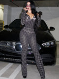 Kliou Polka Dot Letter Print 2-teiliges Set Frau Herbst Trend Sexy Nabel freiliegende Kapuzenoberteile + dünne pfirsichfarbene Hüfte lange Hose Streetwear
