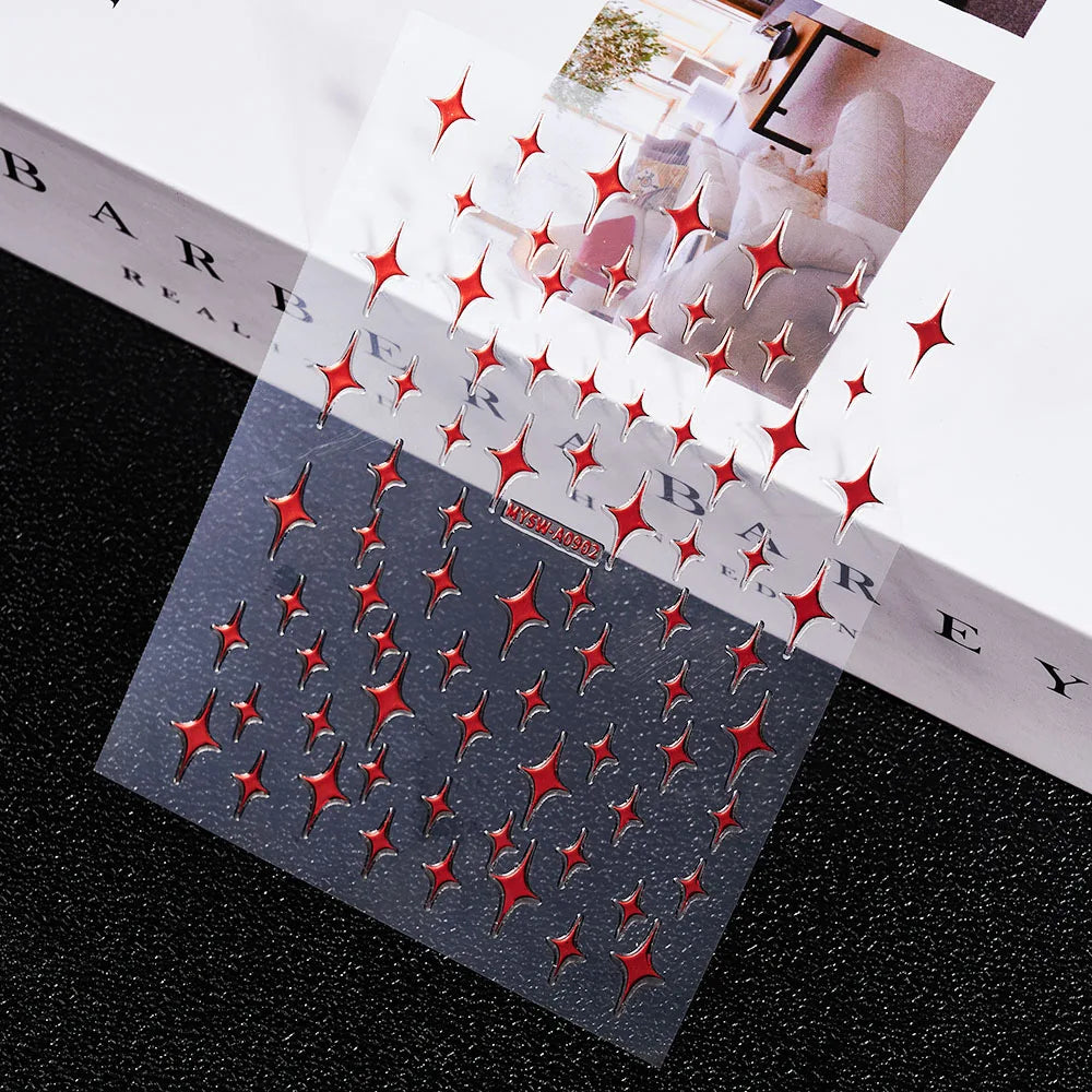 1Pcs 3D Gold/Silber/Weiß/Schwarz/Stern Nail art Aufkleber 3D Holographische Laser Stern Transfer nagel Decals DIY 3D Sterne Nagel Aufkleber