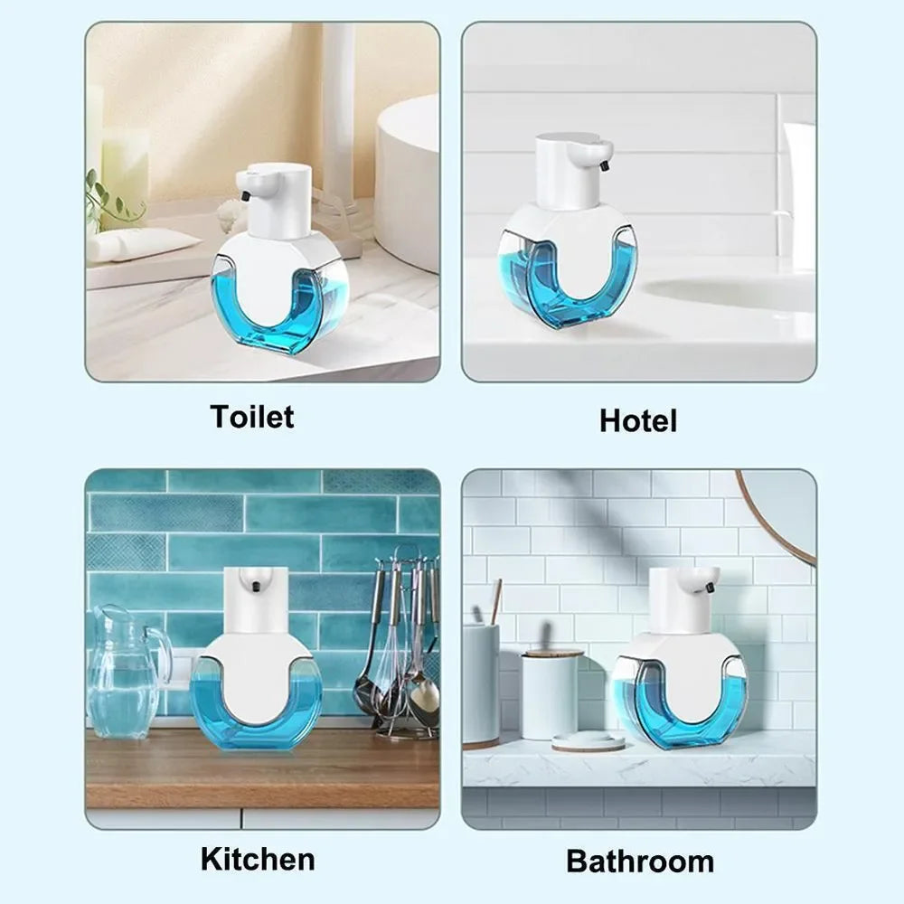 420ML P10 Seifenspender mit großer Kapazität, Lichtanzeige, für den Schreibtisch oder Wandmontage, wasserdicht, USB-wiederaufladbar, automatischer Smart-Sensor-Seifenspender.