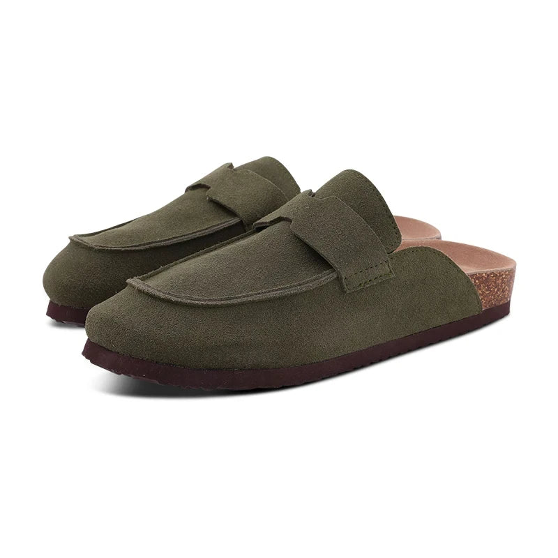 Crestar Damen-Clogs, Pantoletten, Kork-Clogs, Hausschuhe, Herren, Outdoor-Pantoletten, Wildleder-Clogs, Schuhe mit Fußgewölbeunterstützung, Mule-Leder-Clogs, Sandale