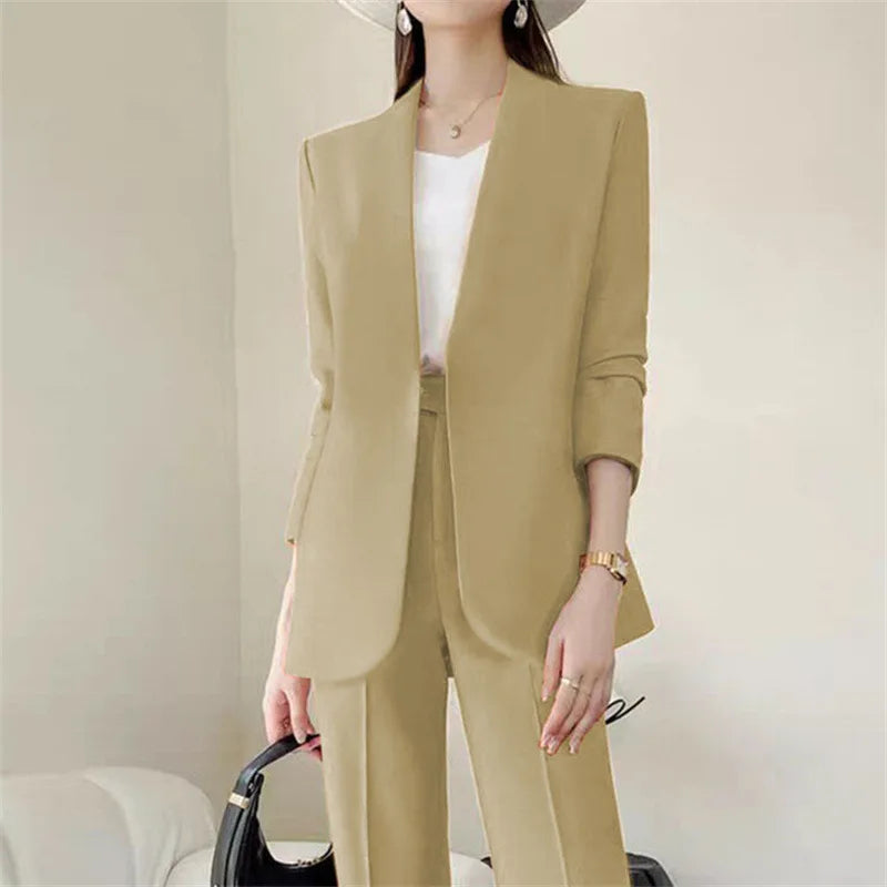 Mode 2-teilige Sets Damen Outfits Frühling Herbst Neu in Koreanische Hosen Sets Pendler Eleganter Anzug Mantel 2-teilige Sets Damen