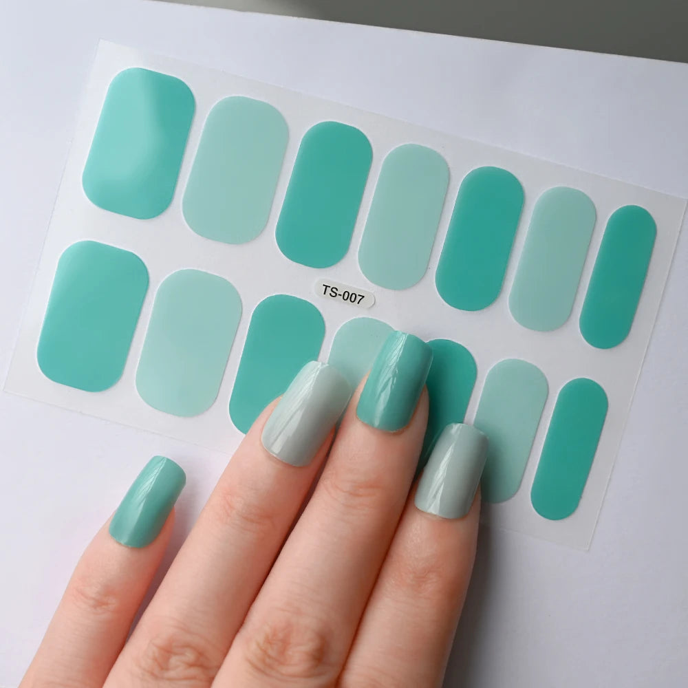 14 Tipps Full Wrap Nagellack Aufkleber Selbstklebende einfarbige Gel-Nagelstreifen Kunst Aufkleber Nicht halbgehärtete DIY Nageldekorationen