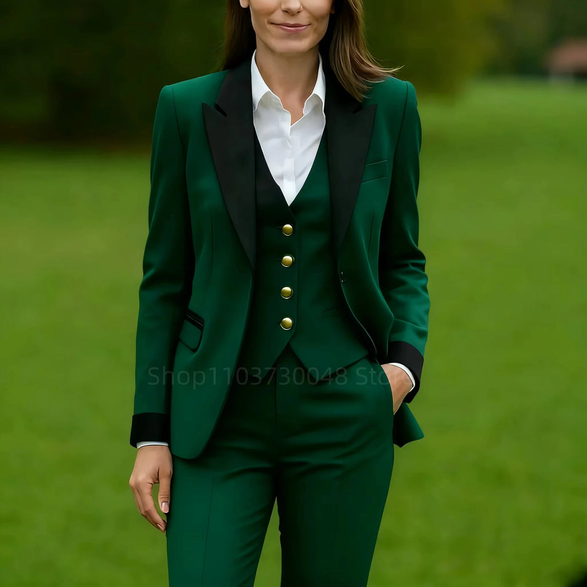 Eleganter 3-teiliger Damenanzug: Formeller Hosenanzug mit Blazer, Weste und Hose – Slim-Fit Business- und Festanzug für Damen