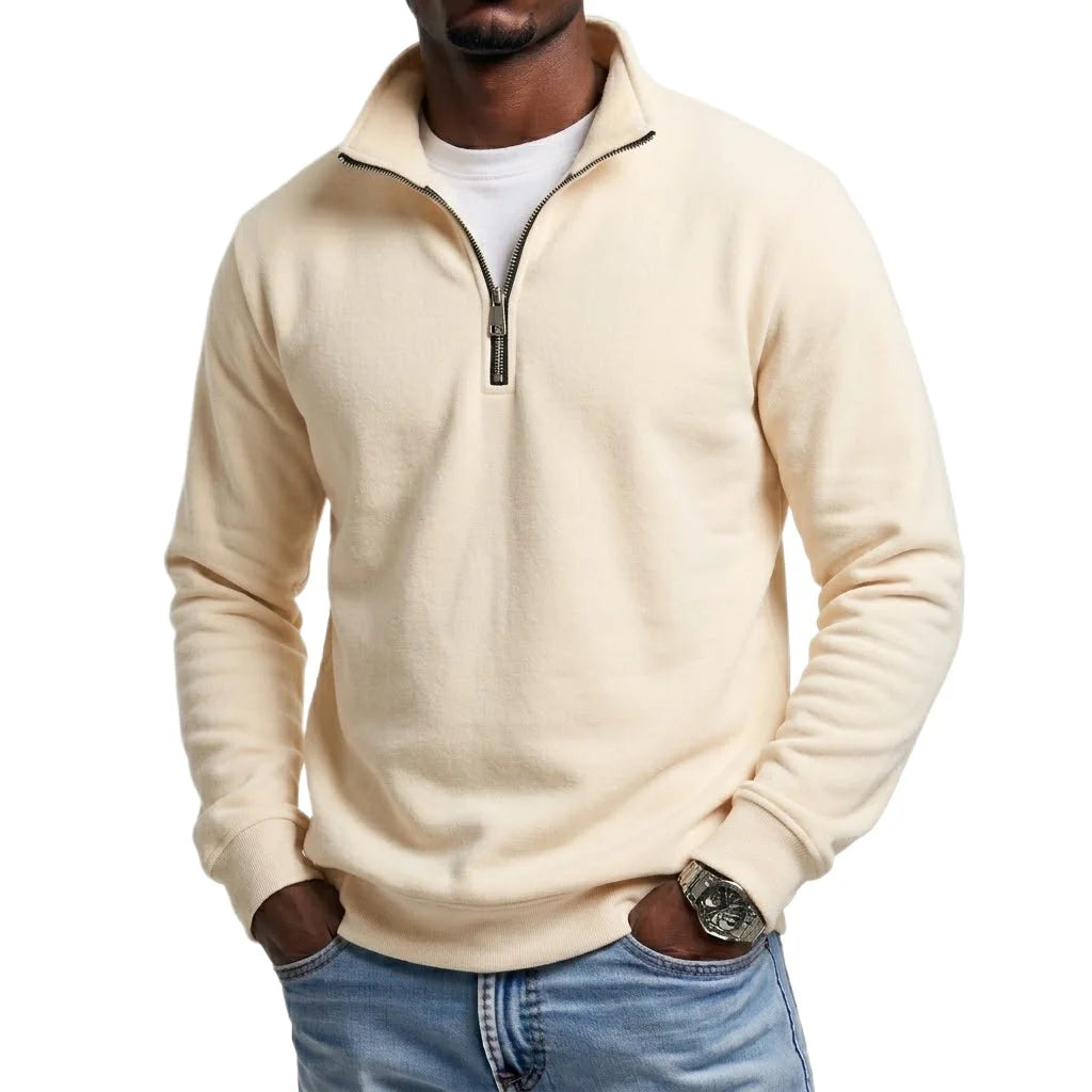 Outdoor Herren Reißverschluss-Sweatshirts Frühling Viertel-Zip Pullover Halb-Reißverschluss Kapuzenpullover für Männer Gym Herbst Einfarbiger Herren-Sweatshirt-Mantel
