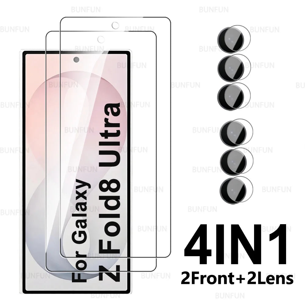 4-in-1 Displayschutzfolie für Samsung Galaxy Z Fold8 ZFold8 Ultra 5G, gehärtetes Glas, Kameraobjektivschutzfolie für Samsung ZFold8 Z Fold 8 Ultra
