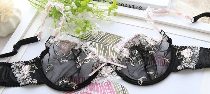 Luxus Europäische und Amerikanische Unterwäsche Frauen Dünne Große Größe Sexy Bh Große Brust Kleine Spitze Transparent Bh Set Perspektive Winter