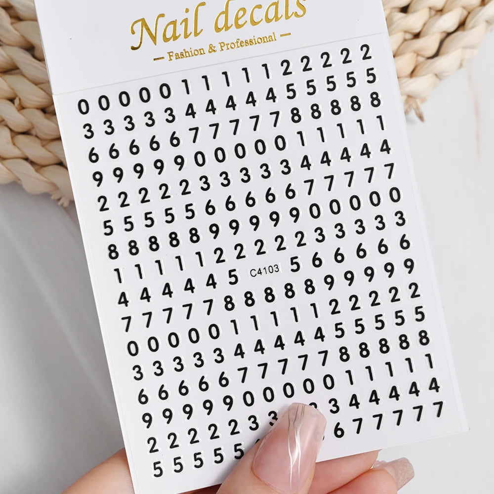 1 Stück 3D Englischer Buchstabe Nail Art Aufkleber Kleine 26 Alphabet Klebeaufkleber 10*8 cm 0-9 Nummer DIY Sliders Maniküre Dekorationen