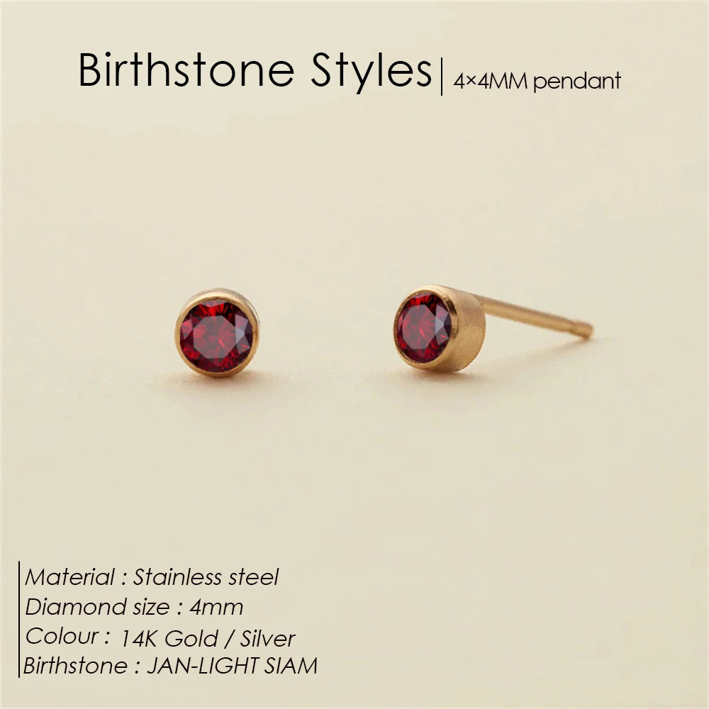 EManco Piercing Push-Back Ohrringe Piercingsichere Minimalistische Geschenkidee für Frauen Großhandel Edelstahl Geburtsstein Ohrstecker