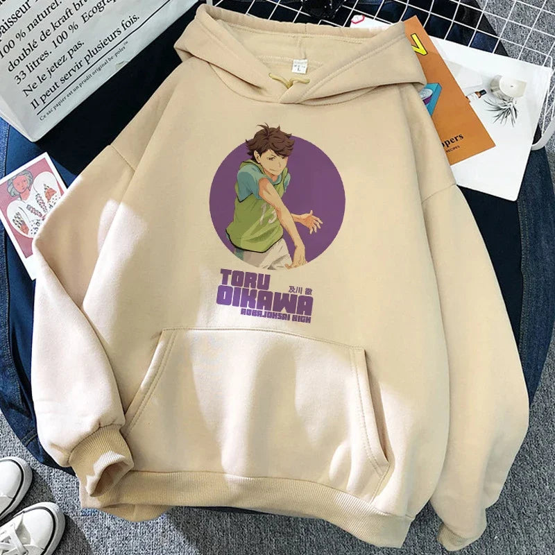 90er Jahre japanische Anime Haikyuu Hoodies Frauen lustige Karasuno Fly High Grafik Streetwear Winter warme Mode männliche Sweatshirts Unisex