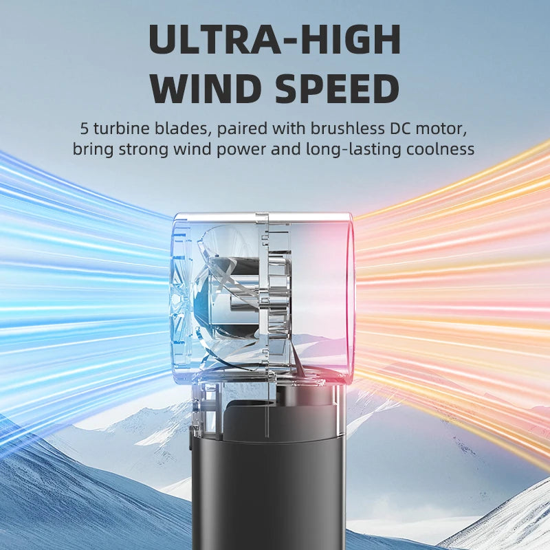 Tragbarer Sommer-Luftbefeuchter-Ventilator, Mini-Ventilator mit 5 Windgeschwindigkeiten, USB-wiederaufladbarer Hand-Sprühventilator, Wassersprüh-Nebelventilator, Mini-Ventilator für den Außenbereich