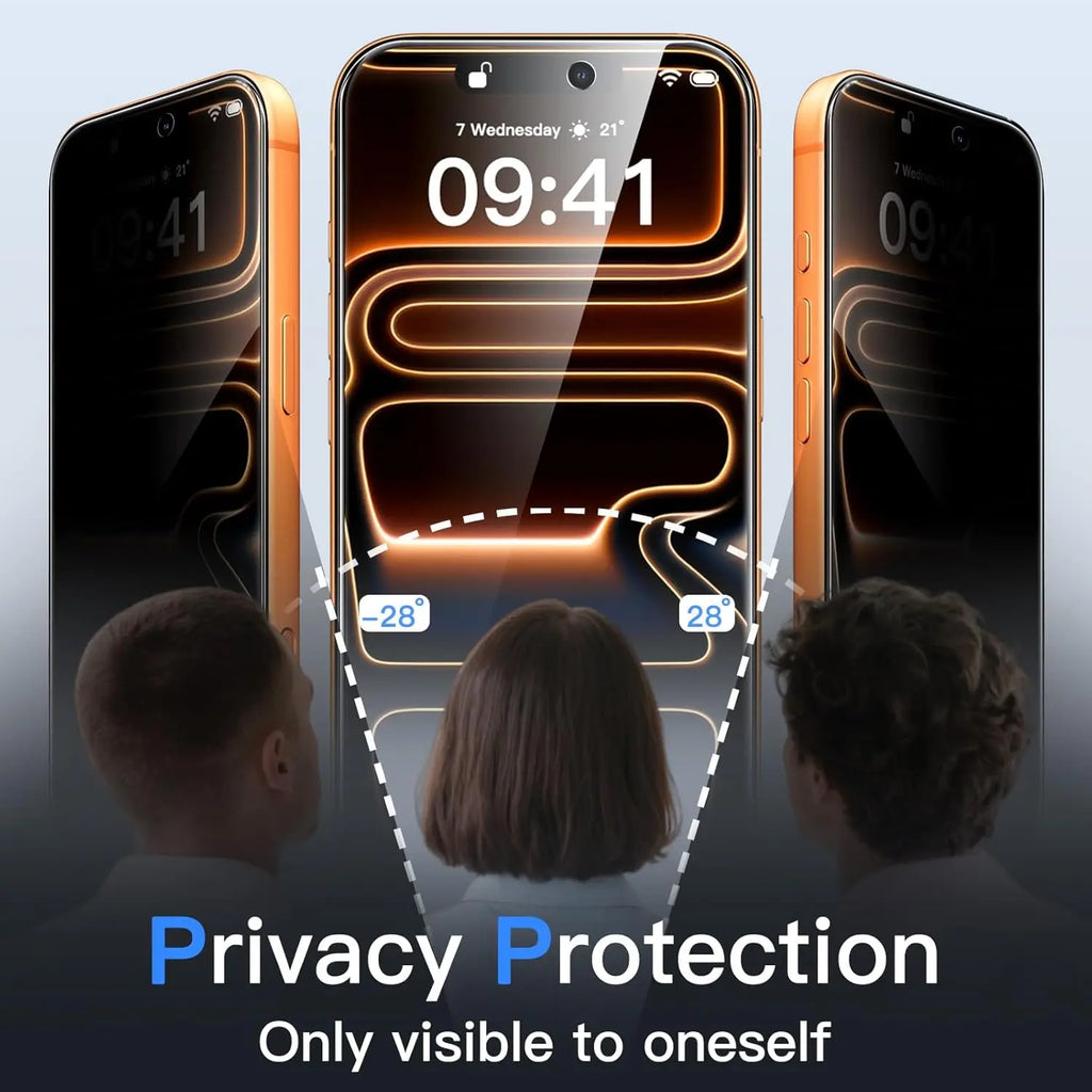 2 Stück Anti-Spionage Displayschutzfolie für iPhone 11 12 13 14 15 16 17 Pro Max 14 15 16 Plus 16e 17 Air 17e Gehärtetes Glas Sichtschutzfolie