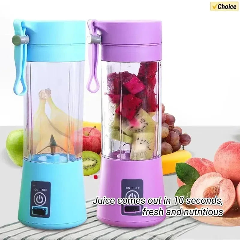 Tragbarer Mini-380-ml-Mixer für Shakes und Smoothies, wiederaufladbarer USB-Reise-Obst-Entsafter-Becher, Hand-Obstmixer, Entsafter-Becher