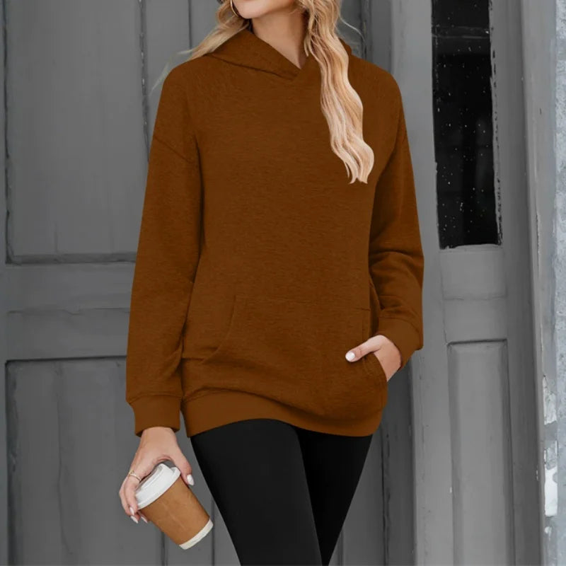 2026 NEU Damen Kapuzenpullover Locker Lässiger Sweatshirt mit Fallschulter-Ärmeln Frühling Herbst Outdoor Damen-Sweatshirt