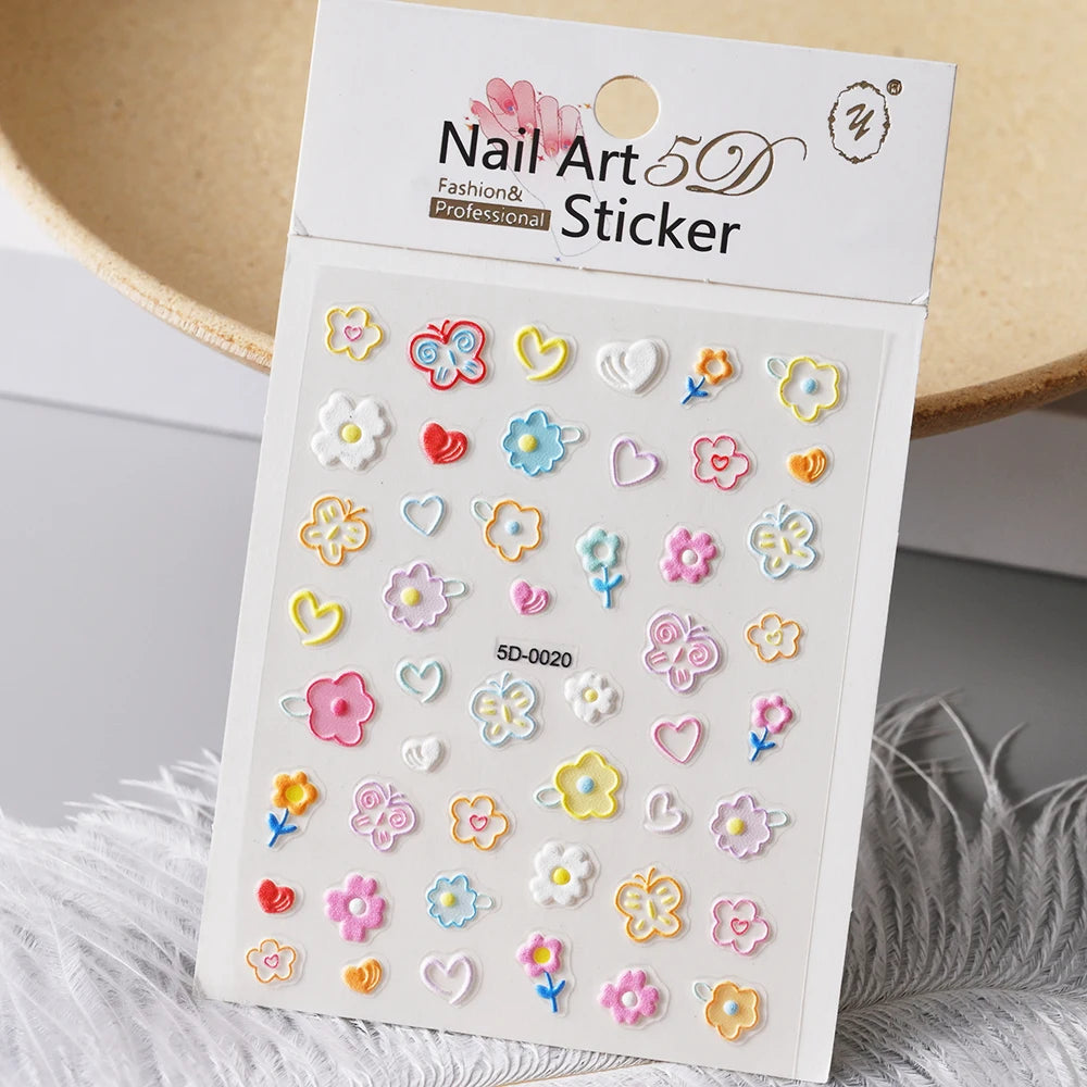 1pc 5D Relief Graffiti Nail art Aufkleber Kaninchen Hund Bär Bogen Nagel Aufkleber Cartoon Thema Selbst-Klebe Aufkleber für DIY Maniküre *