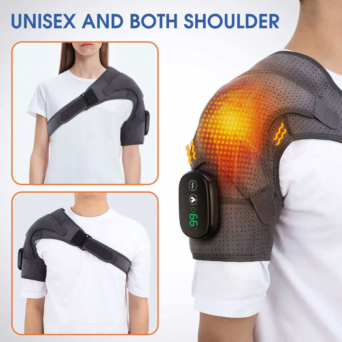 Elektrische Heizung Schulter Massage Zurück Schulter Brace Schulter Unterstützung Einstellbare Led Heiße Kompresse Heizung Gürtel