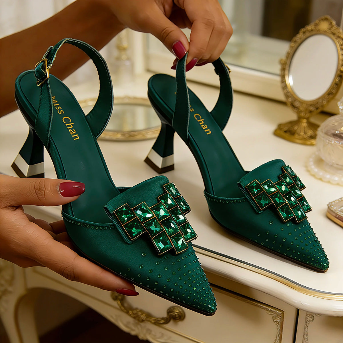 2026 Elegante Italienische Strass-Verzierte Spitze High Heels - Schicke Damenschuhe für Jeden Anlass