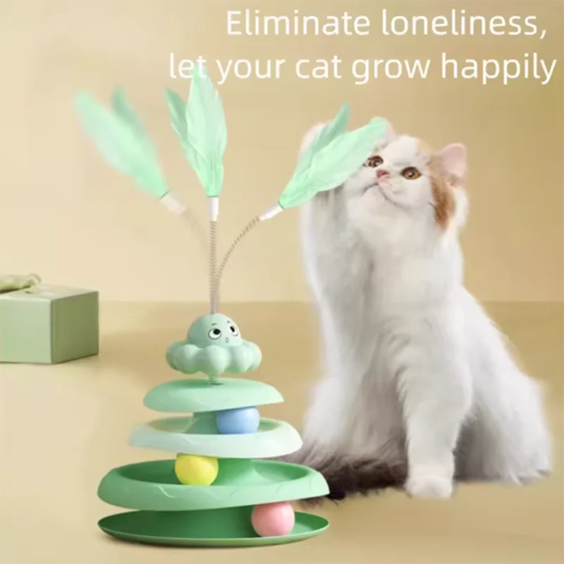 Haustier Dreischichtiger Ball-Katzen-Plattenspieler in Oktopusform, neckender Katzenstab, um Langeweile zu lindern, lustiges Puzzle-Spiel, Heimtierbedarf