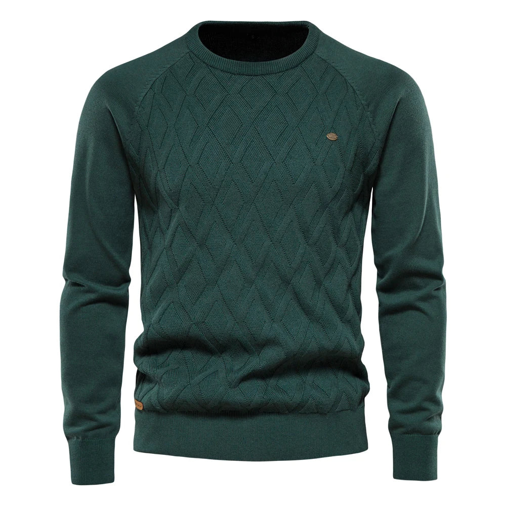 AIOPESON Argyle Grund Männer Pullover Einfarbig Oansatz langarm Gestrickte Männliche Pullover Winter Mode Neue Warme Pullover für Männer