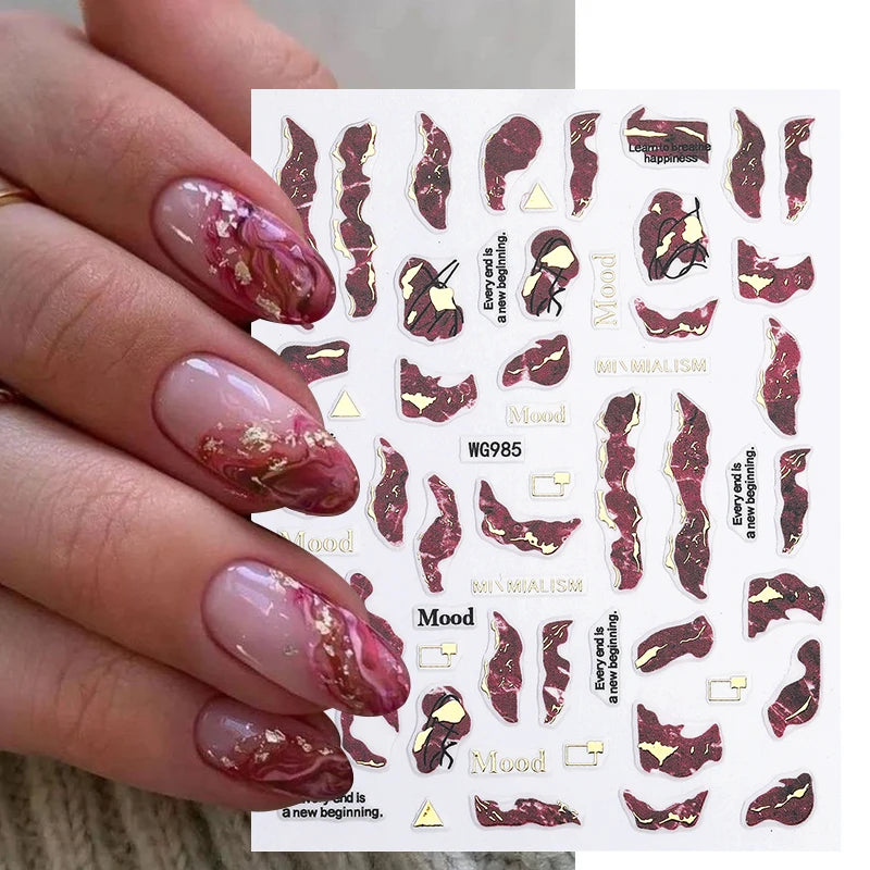 1PCS Schwarz Weiß Schmetterling Laser Nagel Aufkleber Y2K Nail art Dekoration Abstrakte Linien Bronzing Blumen Aufkleber Für Nägel