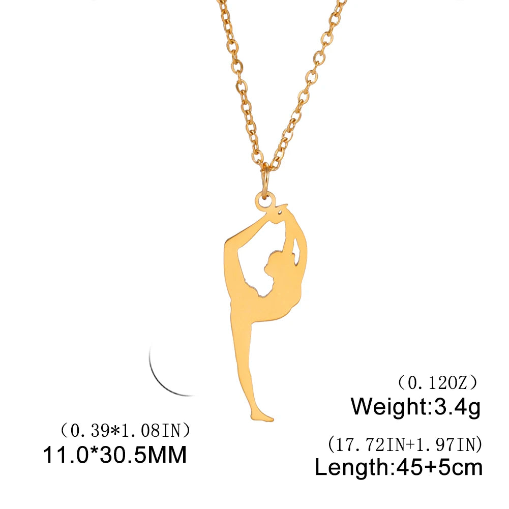 Amaxer Edelstahl Sport Sportler Künstlerische Gymnastik Halskette Für Frauen Anhänger Halsband Team Schmuck Geschenk