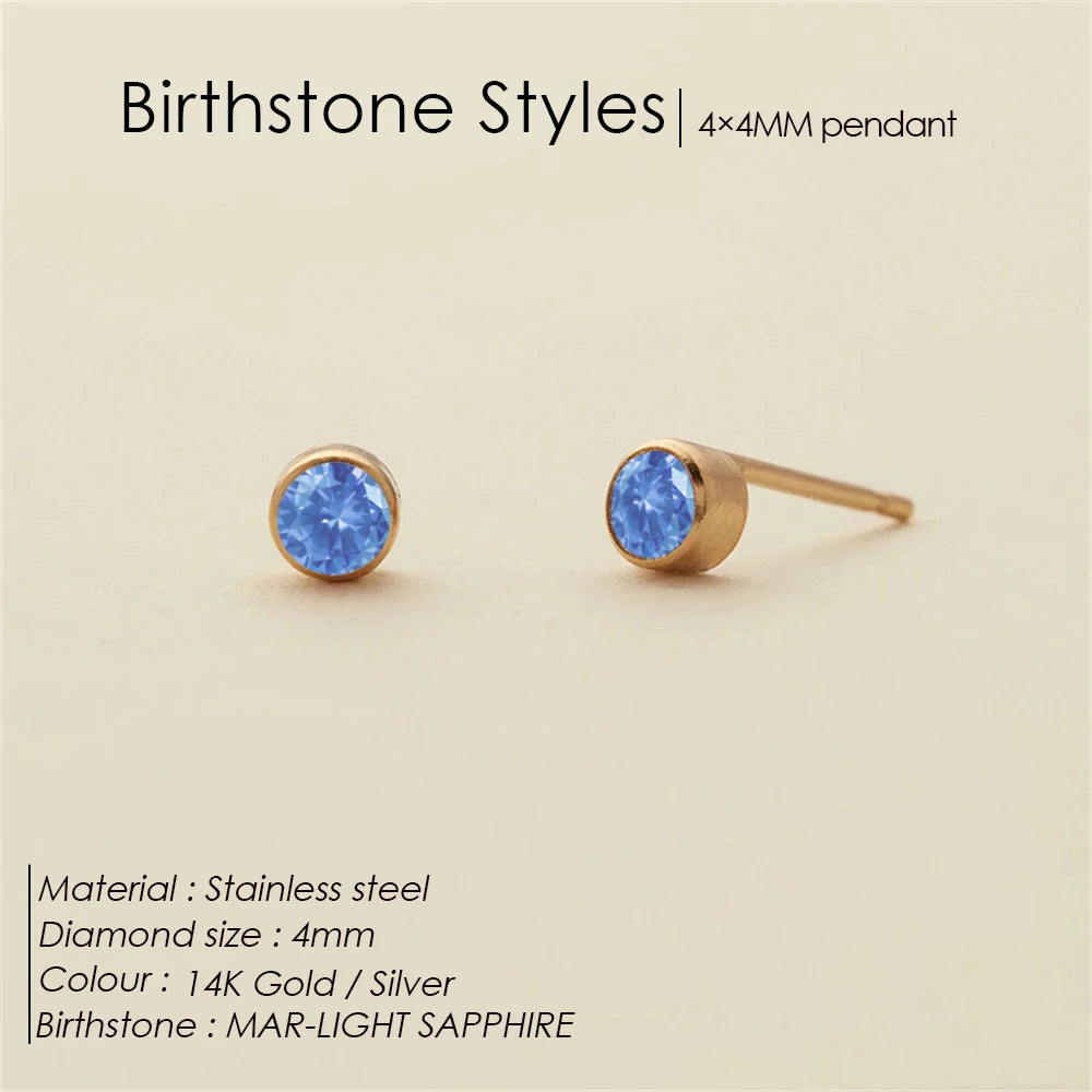 EManco Piercing Push-Back Ohrringe Piercingsichere Minimalistische Geschenkidee für Frauen Großhandel Edelstahl Geburtsstein Ohrstecker