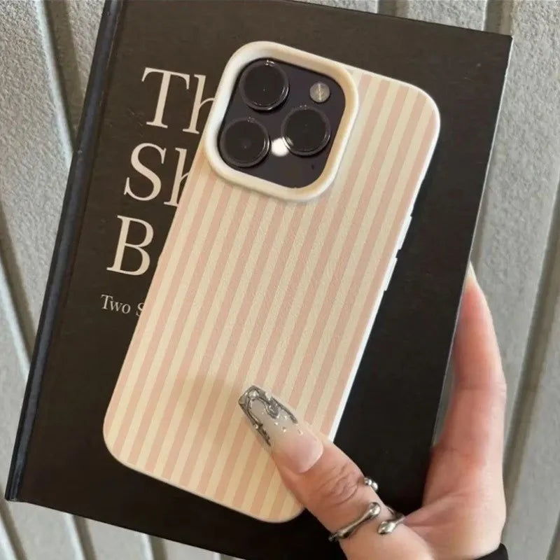 Elegante Rosa Gestreifte Trendige Handyhülle für iPhone 17 Pro Max 16e 16 15 14 13 12 11 Pro Max 17e 17Air Stoßfeste Weiche Schutzhülle