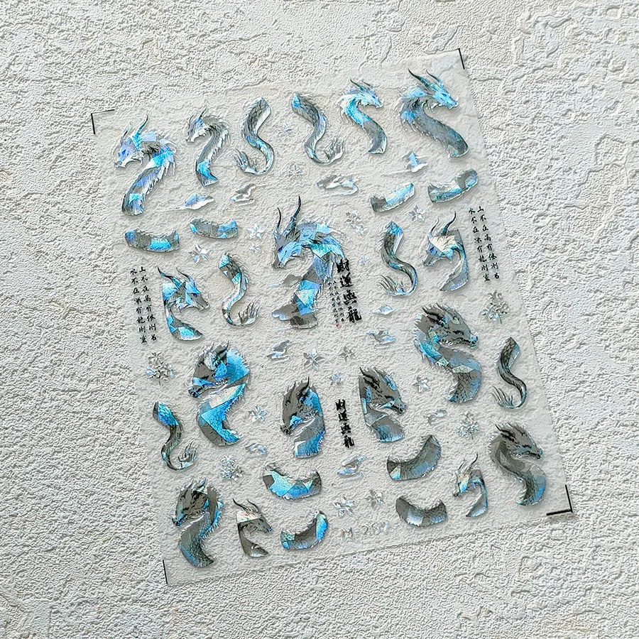 1 stücke 5D Luxus Glitter Blau Schmetterling Nail art Aufkleber Retro Luxus Selbstklebende Transfer Nagel Dekorationen Slider Aufkleber DIY