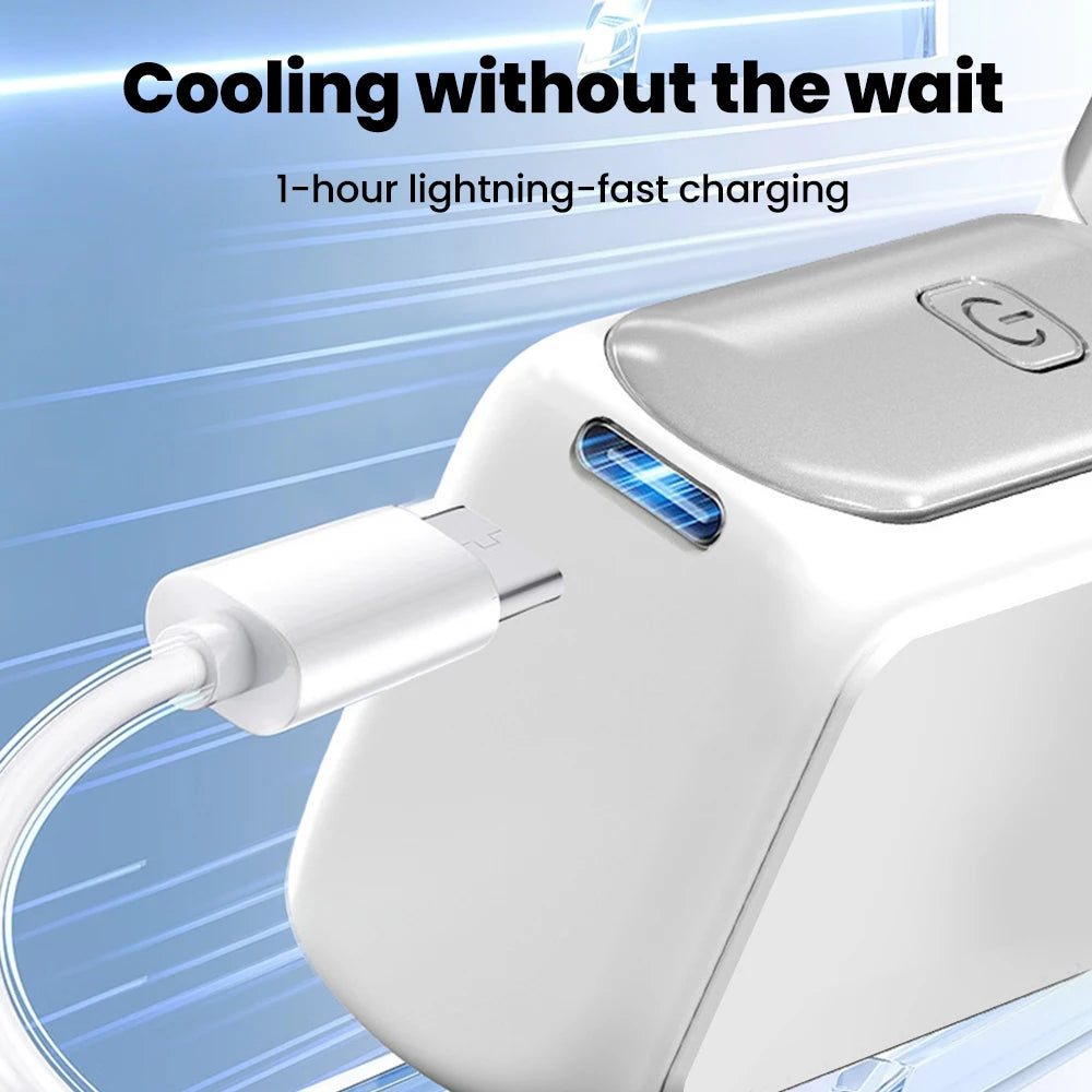 5-Gang Mini-Handventilator, faltbar, Turbo, max. 10 m/s, starker Luftstrom, Typ-C USB, wiederaufladbar, lange Betriebsdauer, Taschenkühler
